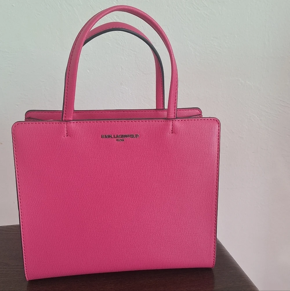 Karl Lagerfeld Paris Maybelle Small Hand Bag Satchel Pink 8"×10" - Picture 2 of 12